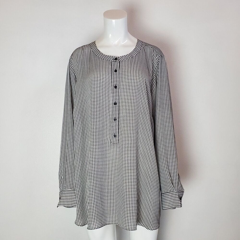 Lane Bryant Plus Size Black Houndstooth Blouse